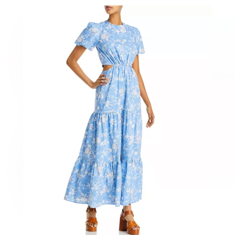 WAYF Plaza Cutout Puff Sleeve Maxi Dress - size medium